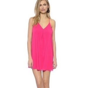 Alice + Olivia Fierra silk slip mini dress in bright hot pink size XS